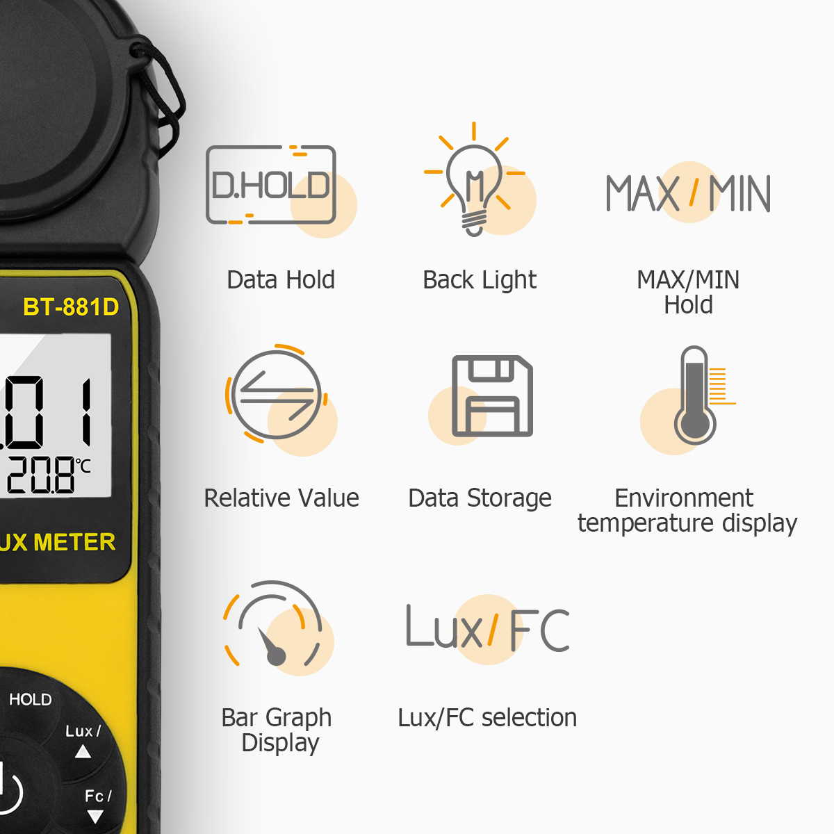 Photography Lighting Meter - Pengukur Lux Digital 400.000 Lux Pengukur