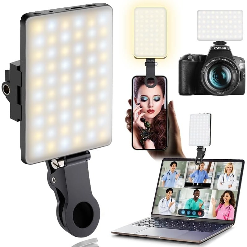 Photography Lighting Description - Lampu Selfie LED Portabel dengan Penjepit;